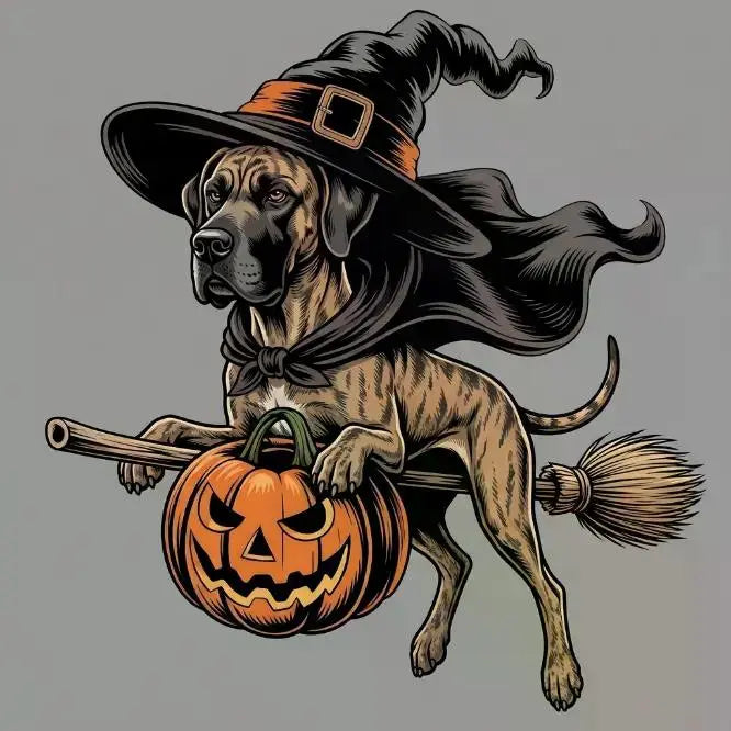 Comfort Colors Burnt Orange Custom Witch Costume Dog Halloween T-Shirt, 50+ Dog Breeds Available, Funny Spooky Pet Lover Tee