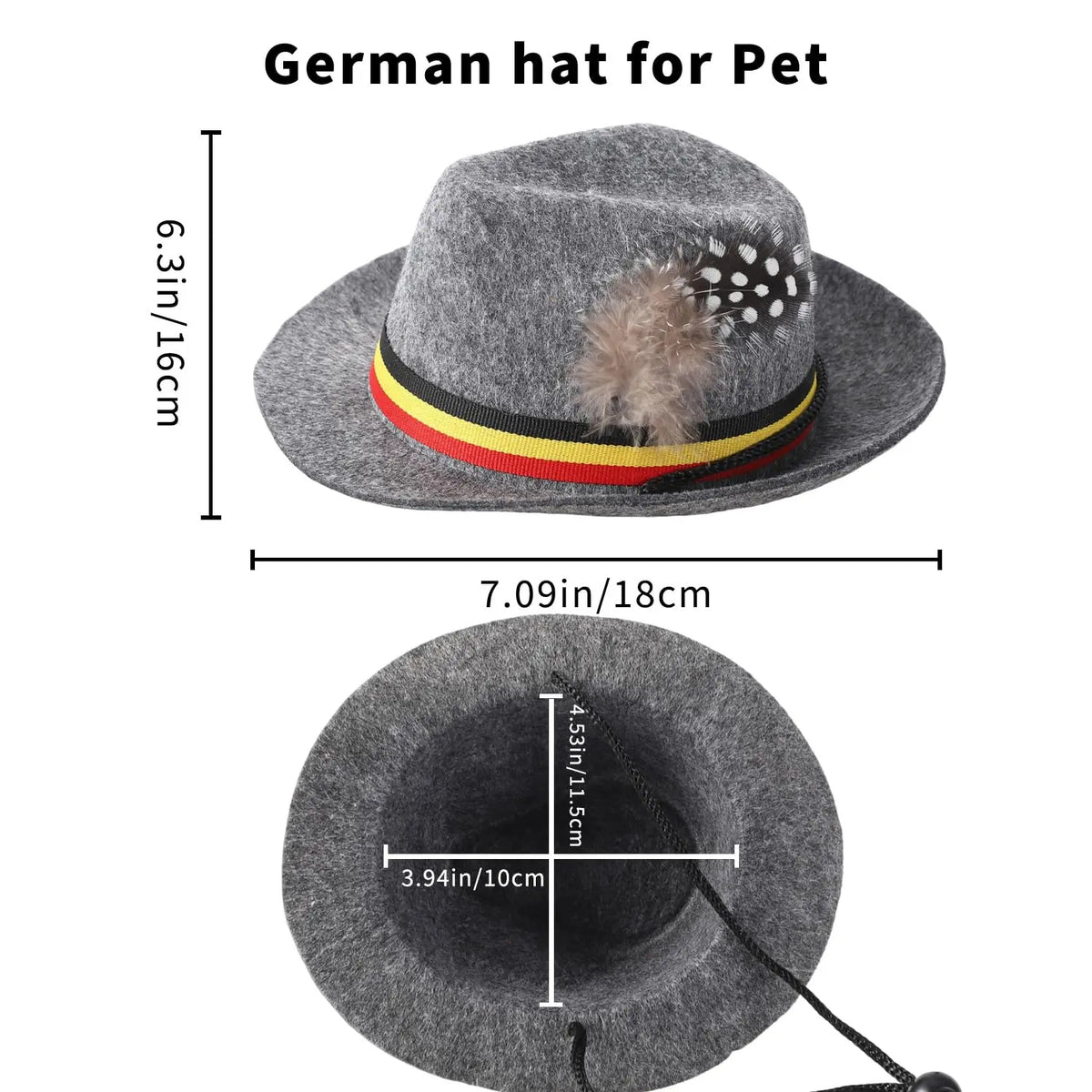 Garvee Felt Bavarian Oktoberfest Pet Costumes German Oktoberfes Dog Hat Cat Hat Adjustable Cosplay Cap Puppy Pets Hats for Halloween Photoshoots Holiday Party Decoration Grey Small