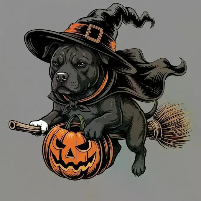 Comfort Colors Burnt Orange Custom Witch Costume Dog Halloween T-Shirt, 50+ Dog Breeds Available, Funny Spooky Pet Lover Tee