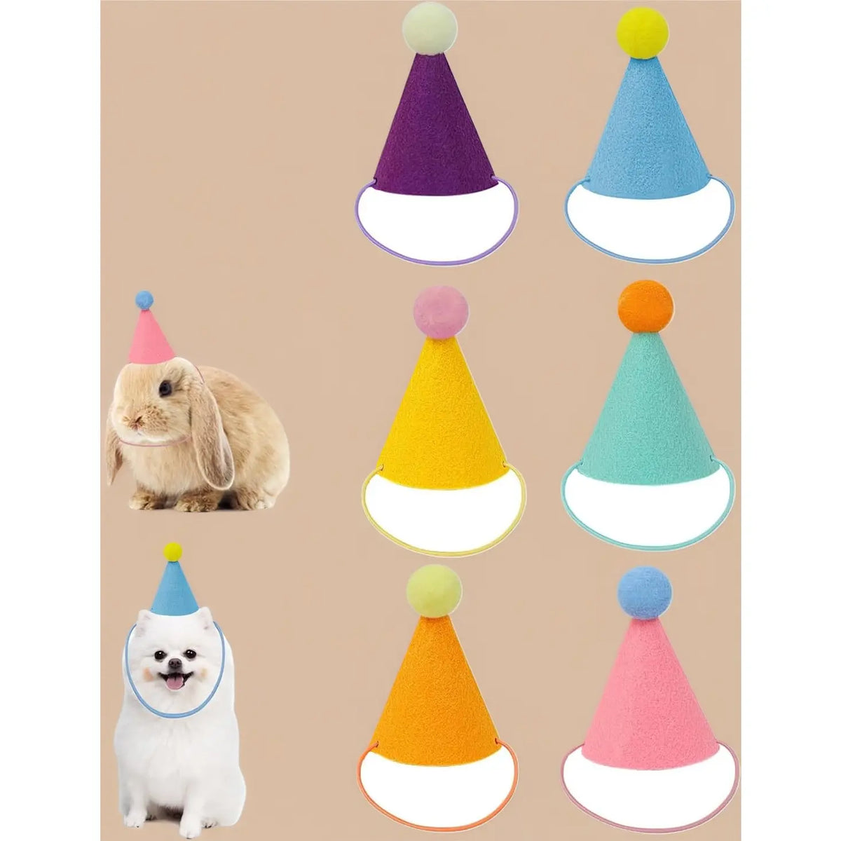 Adorable Animal Birthday Hats Set for Stuffed Toys-Pets, Festive Party Decorations, Photo Props for Animal Lovers