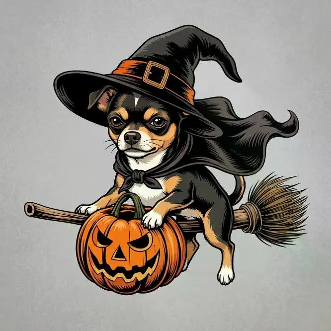 Comfort Colors Burnt Orange Custom Witch Costume Dog Halloween T-Shirt, 50+ Dog Breeds Available, Funny Spooky Pet Lover Tee