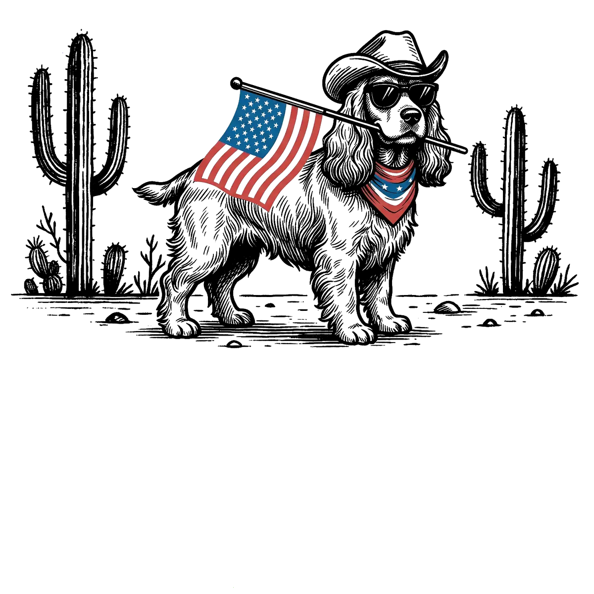 Comfort Colors Patriotic Dog T-Shirt For 50+ Dog Breeds, Western Cowboy Style, 4th Of July Gift For Dog Lovers, Usa Flag Shirt, Apparel Made In The Usa