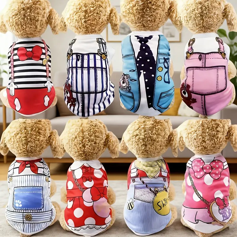 Small Dog Breathable Lightweight Short-Sleeved Vest Shirt - Casual Daily Wear Pet Clothing for Teddy Bear Supplies, Size S