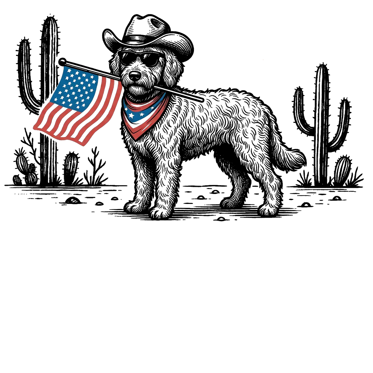 Comfort Colors Patriotic Dog T-Shirt For 50+ Dog Breeds, Western Cowboy Style, 4th Of July Gift For Dog Lovers, Usa Flag Shirt, Apparel Made In The Usa