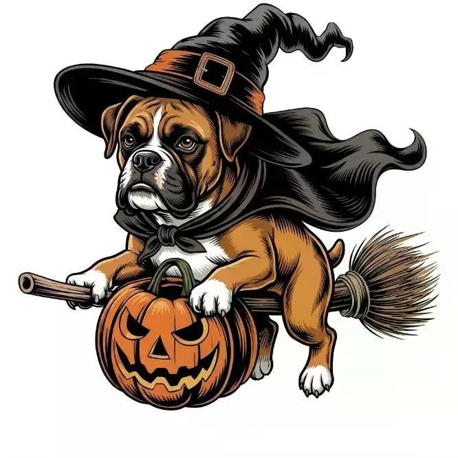 Comfort Colors Burnt Orange Custom Witch Costume Dog Halloween T-Shirt, 50+ Dog Breeds Available, Funny Spooky Pet Lover Tee