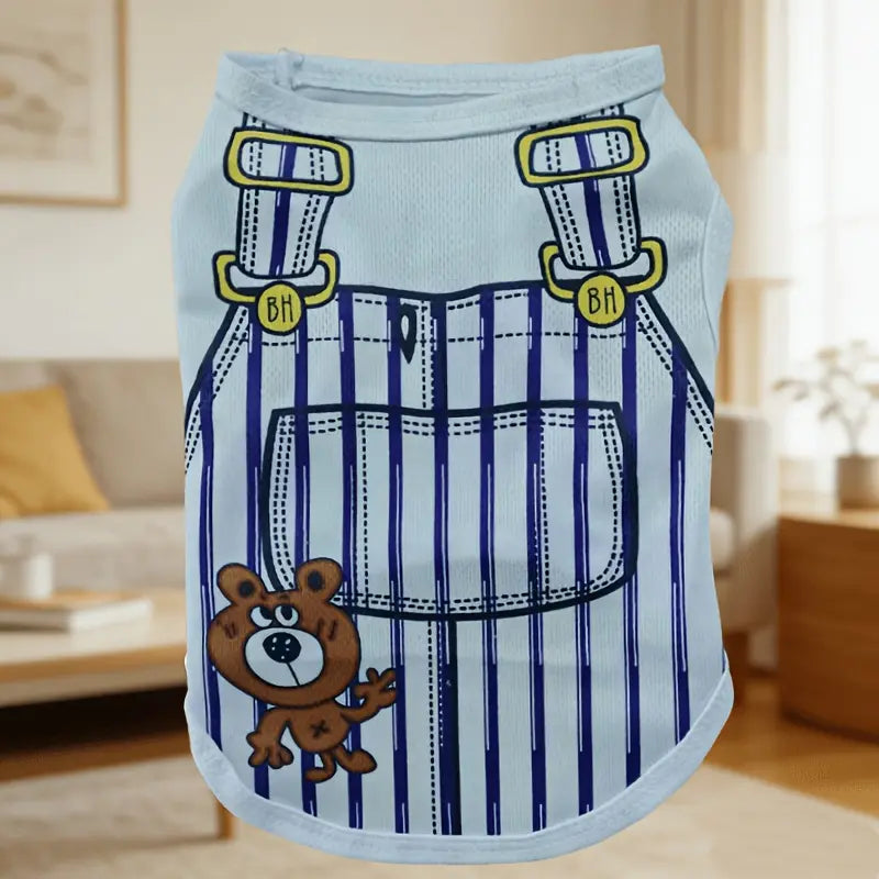 Small Dog Breathable Lightweight Short-Sleeved Vest Shirt - Casual Daily Wear Pet Clothing for Teddy Bear Supplies, Size S