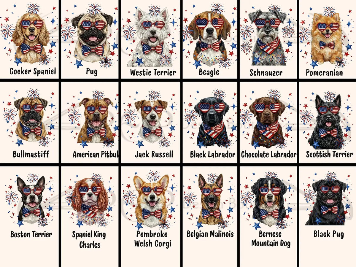 Comfort Colors 50+ Dog Breeds Available Patriotic Doodle Dog Shirt, 4th Of July Puppy Tee, American Flag Dog T-Shirt, Cute Fireworks Dog Lover Tee, 4th Of July Gift
