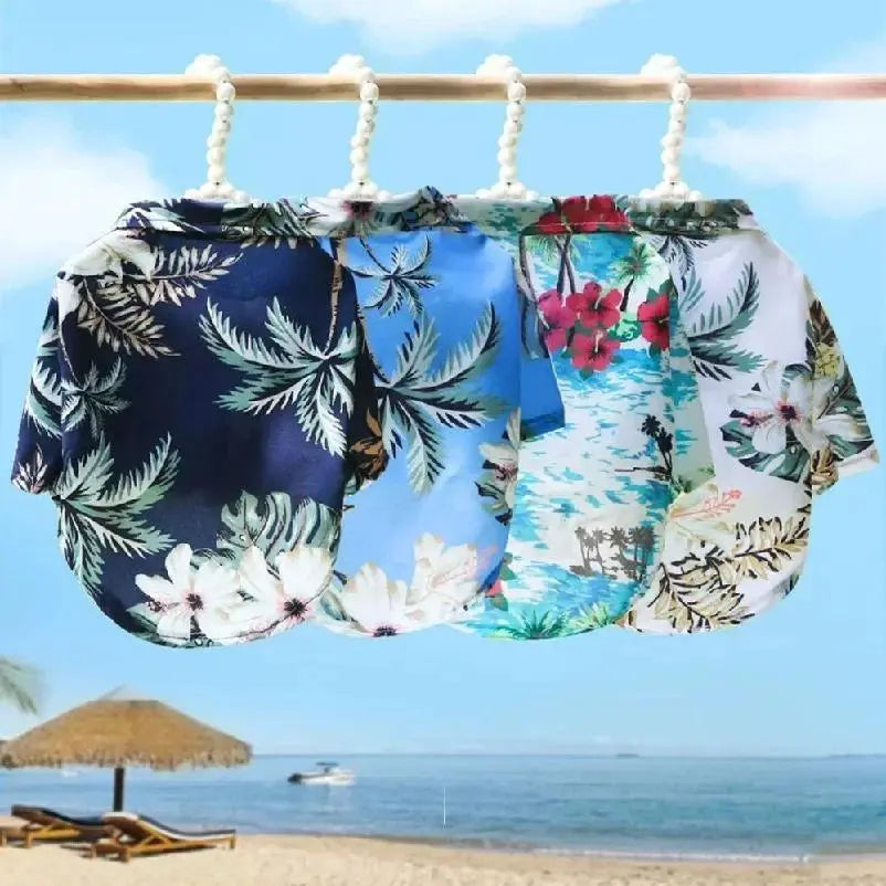 Dog & Cat 1-Piece Hawaiian Shirt, Vibrant Flower & Pineapple Print Casual Summer Pet Clothing for Small-Medium Puppies, One-Piece